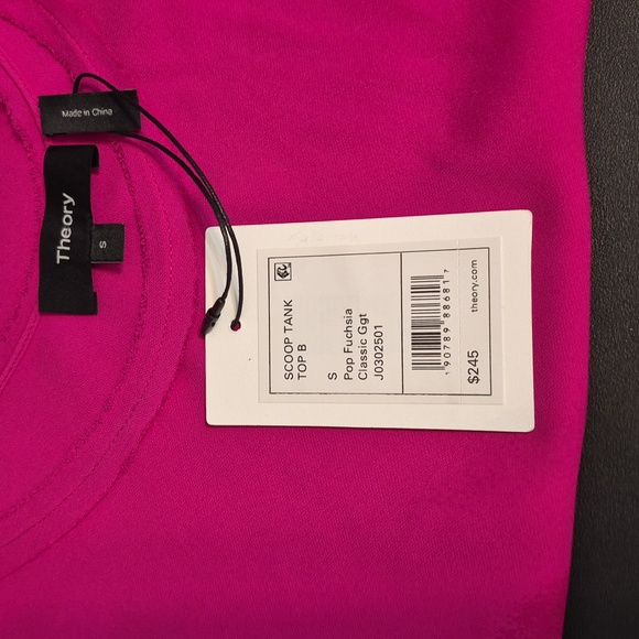 Brand new with tags fuchsia Theory scoop tank top. - Picture 3 of 4
